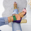 Multi-color Lace-up Heeled Sandals - crmores.com