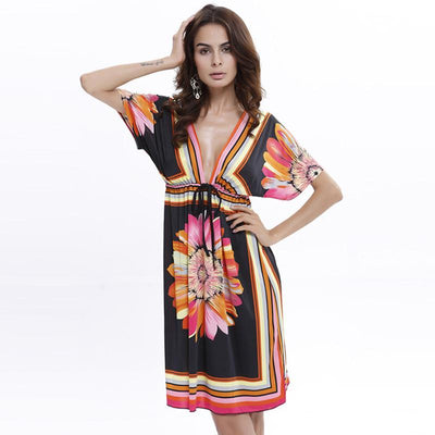 Summer V-Neck Printed Dress - crmores.com