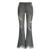 Denim High-waist Ripped Trousers - crmores.com