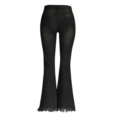Denim High-waist Ripped Trousers - crmores.com