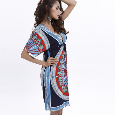 Summer V-Neck Printed Dress - crmores.com