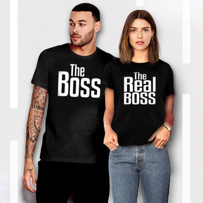 Matching Couple Shirts-The BOSS&The Real BOSS Shirts - crmores.com