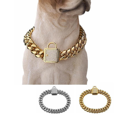 Zirconia Lock Buckle Dogs Chain Necklace - crmores.com