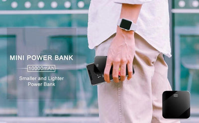 Mini Power Bank Portable Charger 10000mAh High Capacity with LCD mirror Display  - crmores.com