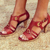 Plain Chunky High Heeled Peep Toe Date Travel Sandals - crmores.com