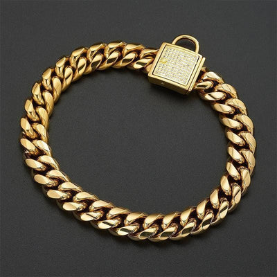 Zirconia Lock Buckle Dogs Chain Necklace - crmores.com