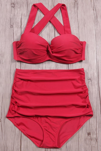 Oversize Solid Color Bikini Set - crmores.com