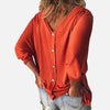 3/4 Sleeve Back Buttons V Neck Tops - crmores.com