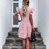 V-neck Ruffled Dress - crmores.com