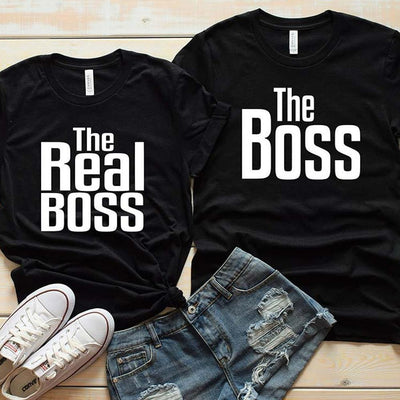 Matching Couple Shirts-The BOSS&The Real BOSS Shirts - crmores.com