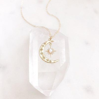 Crescent Moon & Sun Necklace - crmores.com