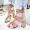 Multi-color Lace-up Heeled Sandals - crmores.com