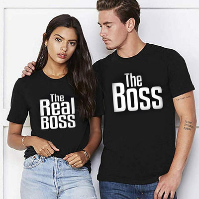 Matching Couple Shirts-The BOSS&The Real BOSS Shirts - crmores.com