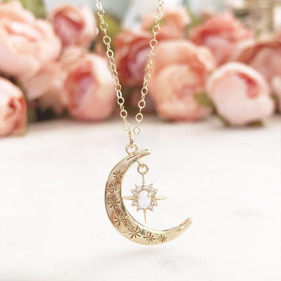 Crescent Moon & Sun Necklace - crmores.com