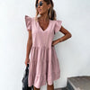 V-neck Ruffled Dress - crmores.com