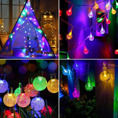 Solar-Powered Crystal Ball String Lights - crmores.com