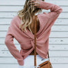 Women's Casual Cross Backless Long Batwing Sleeve Sweater - crmores.com