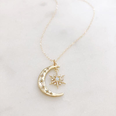 Crescent Moon & Sun Necklace - crmores.com