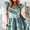 V-neck Ruffled Dress - crmores.com