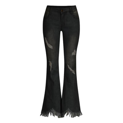 Denim High-waist Ripped Trousers - crmores.com