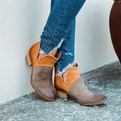 Women Patchwork Ankle Boots - crmores.com